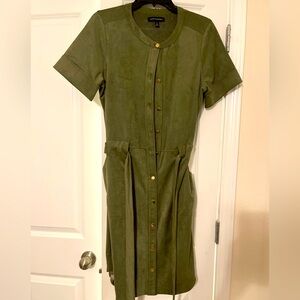 Banana Republic Olive green super soft suede like Dress Size 12 Tall